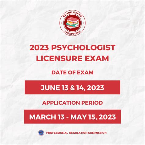 2023 PSYCHOLOGIST LICENSURE EXAM: Exam Schedule.